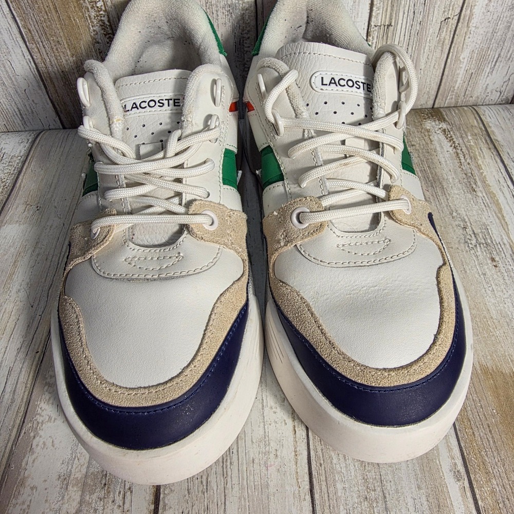 Lacoste Womens L002 Leather and Mesh Platform Sneakers White Green Orange Size 7 - Picture 8 of 8